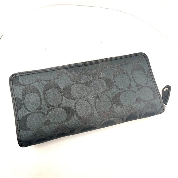 Coach Signature C Pleated Accordion Zip Wallet Black - Picture 5 of 7